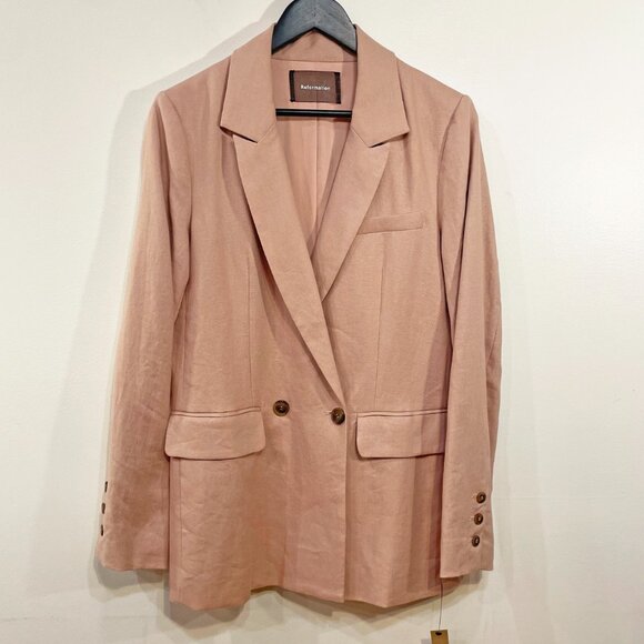New Reformation Verano 100% Linen Blazer Dusty Pink Medium $248 - Picture 2 of 9